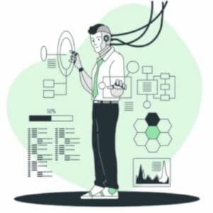 Ciborgue analisando opções